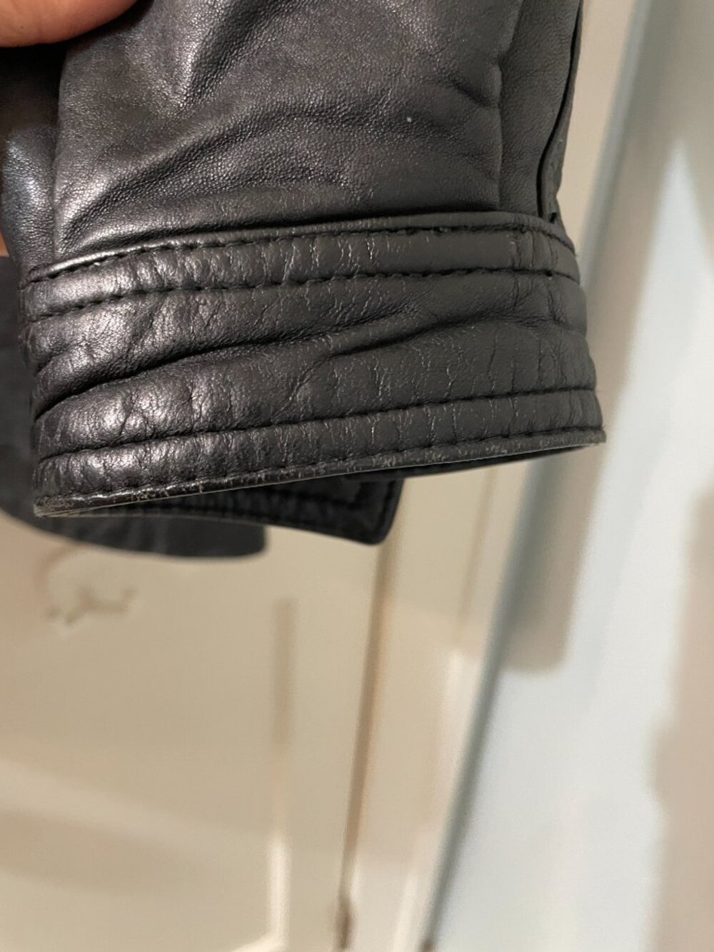 Leather Coat Size Large Snap accents Cinched waist - Picture 7 of 15